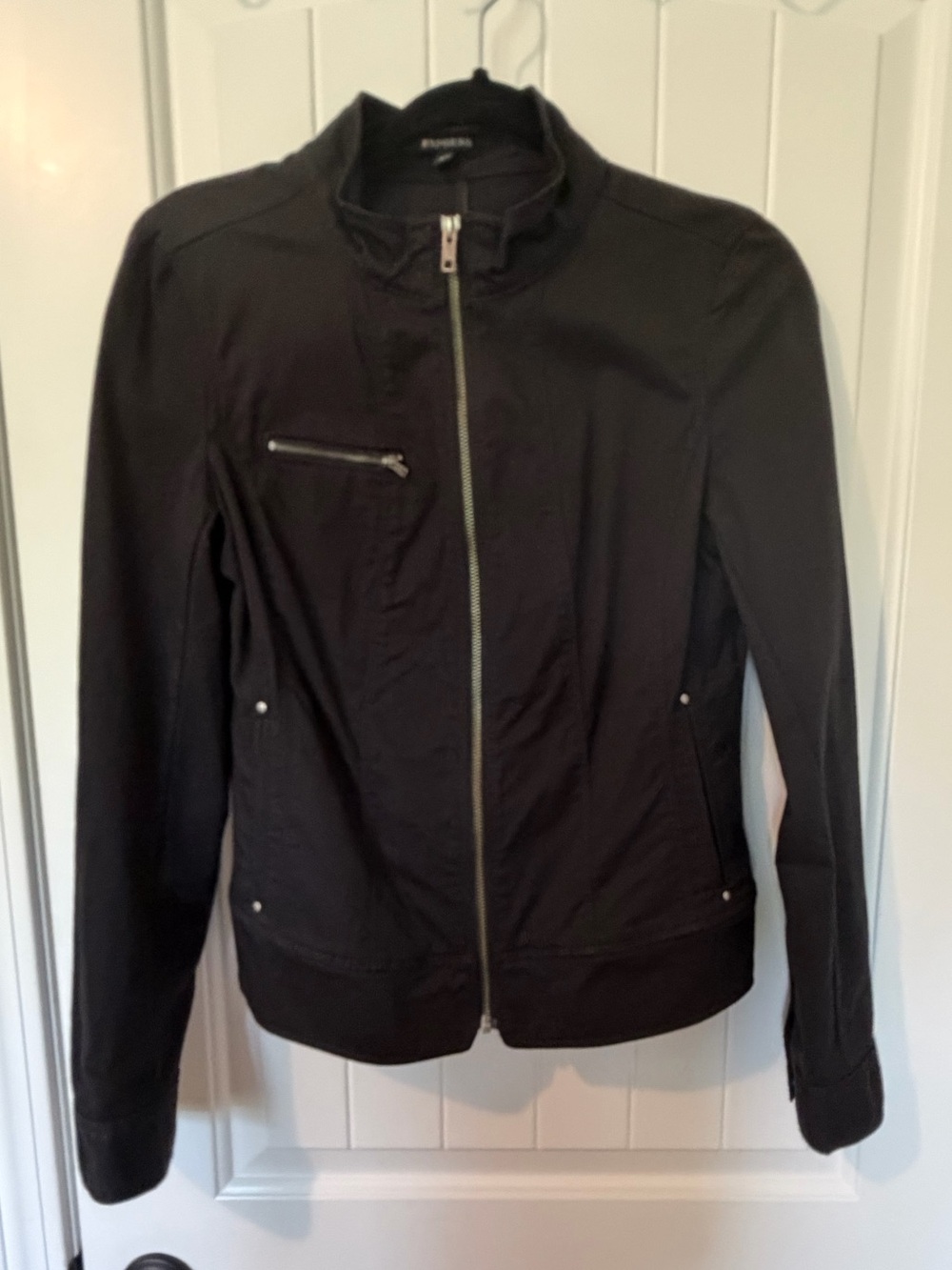 Express black Moto jacket cotton crop zip lightweight coat size 8